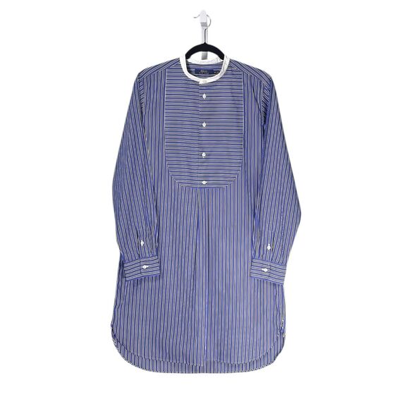 Polo Ralph Lauren Shirt Dress Blue White Striped Button Front Preppy Tunic 14 - Picture 1 of 9